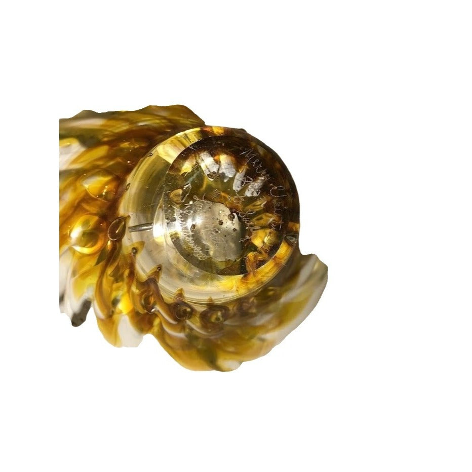 Marty Christy ' Sunflowers' - Beautiful Art Glass Dish - Inscribed by Artist with Personal Message