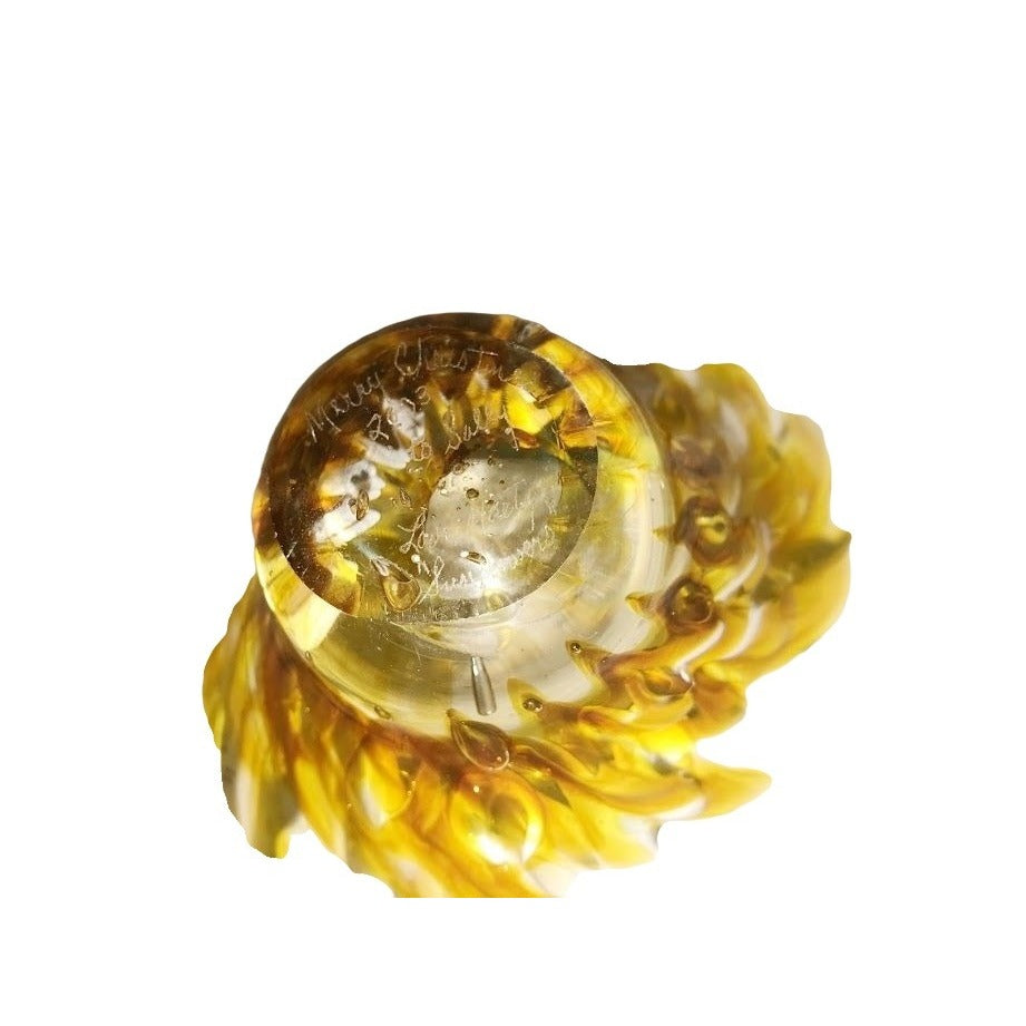 Marty Christy ' Sunflowers' - Beautiful Art Glass Dish - Inscribed by Artist with Personal Message