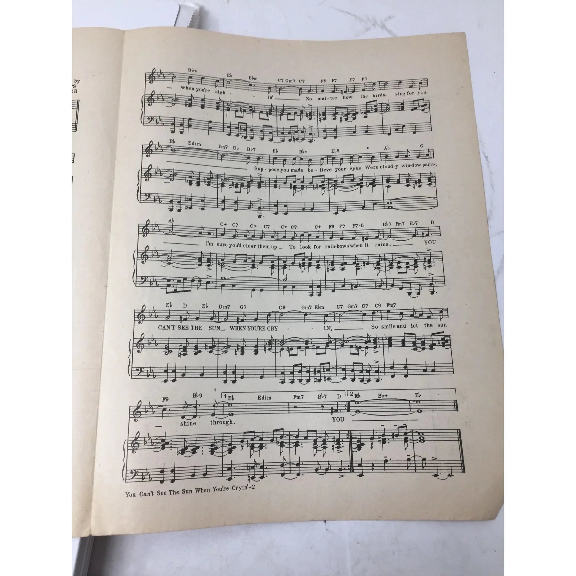 ''You Can't See The Sun When You're Cryin''' by Allan Robert and Doris Fisher - A+ Stuff - SHEET MUSIC - A+ Stuff