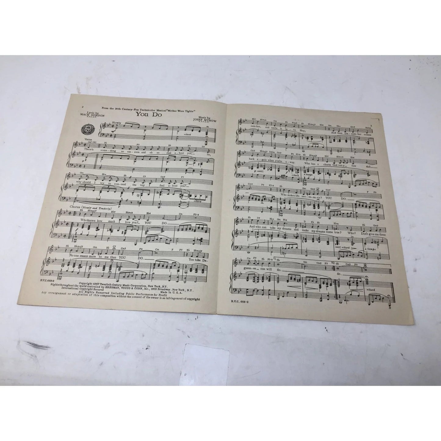 ''You Do'' by Mack Gordon and Josef Myrow - A+ Stuff - sheet music - A+ Stuff