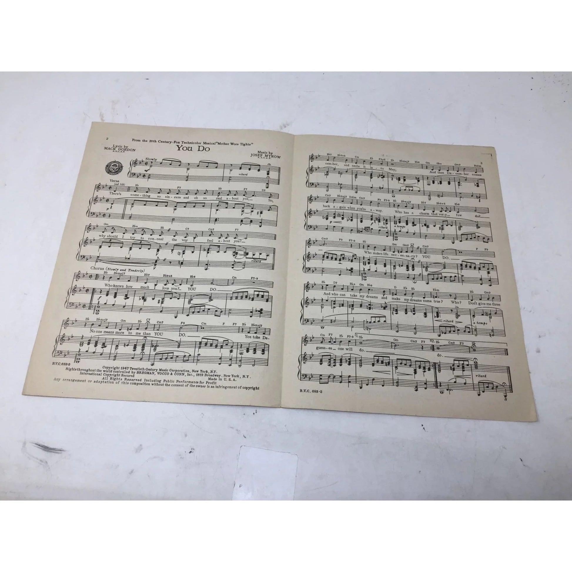 ''You Do'' by Mack Gordon and Josef Myrow - A+ Stuff - sheet music - A+ Stuff