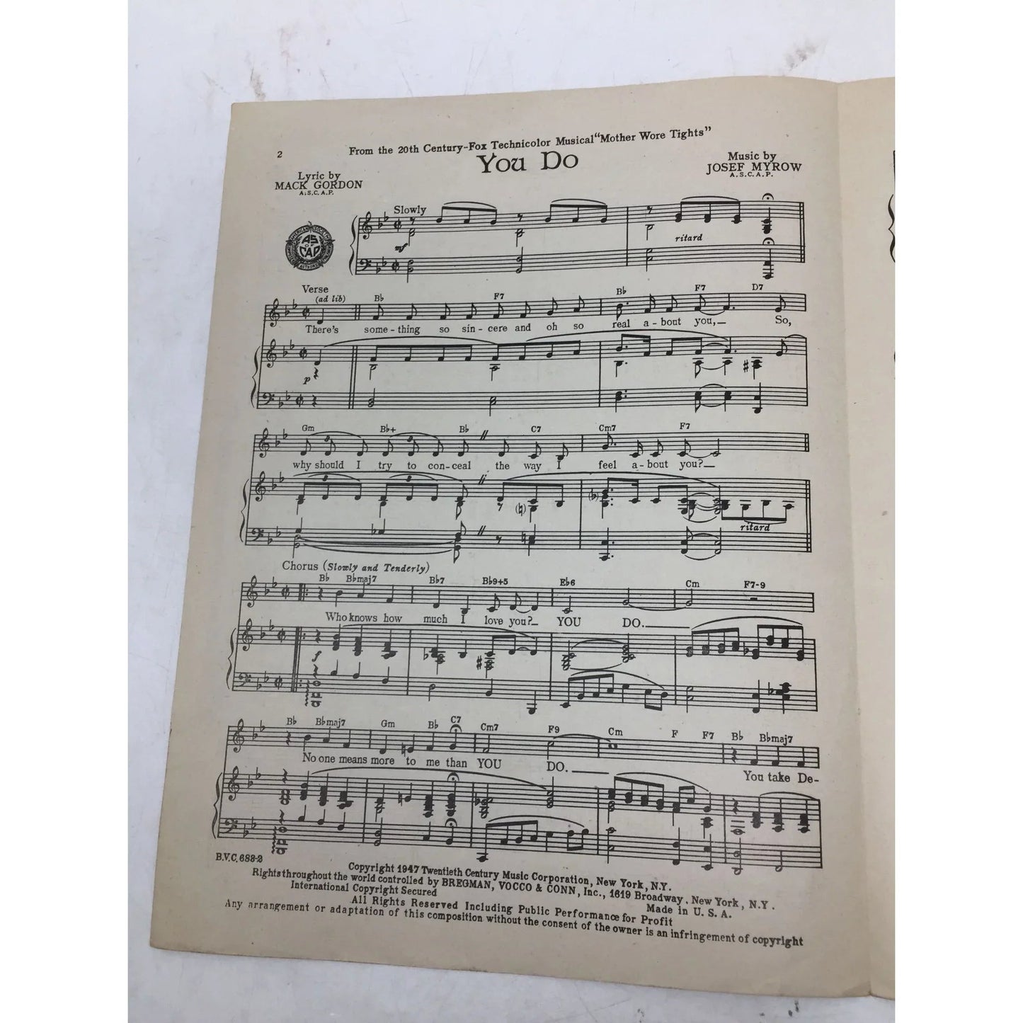 ''You Do'' by Mack Gordon and Josef Myrow - A+ Stuff - sheet music - A+ Stuff