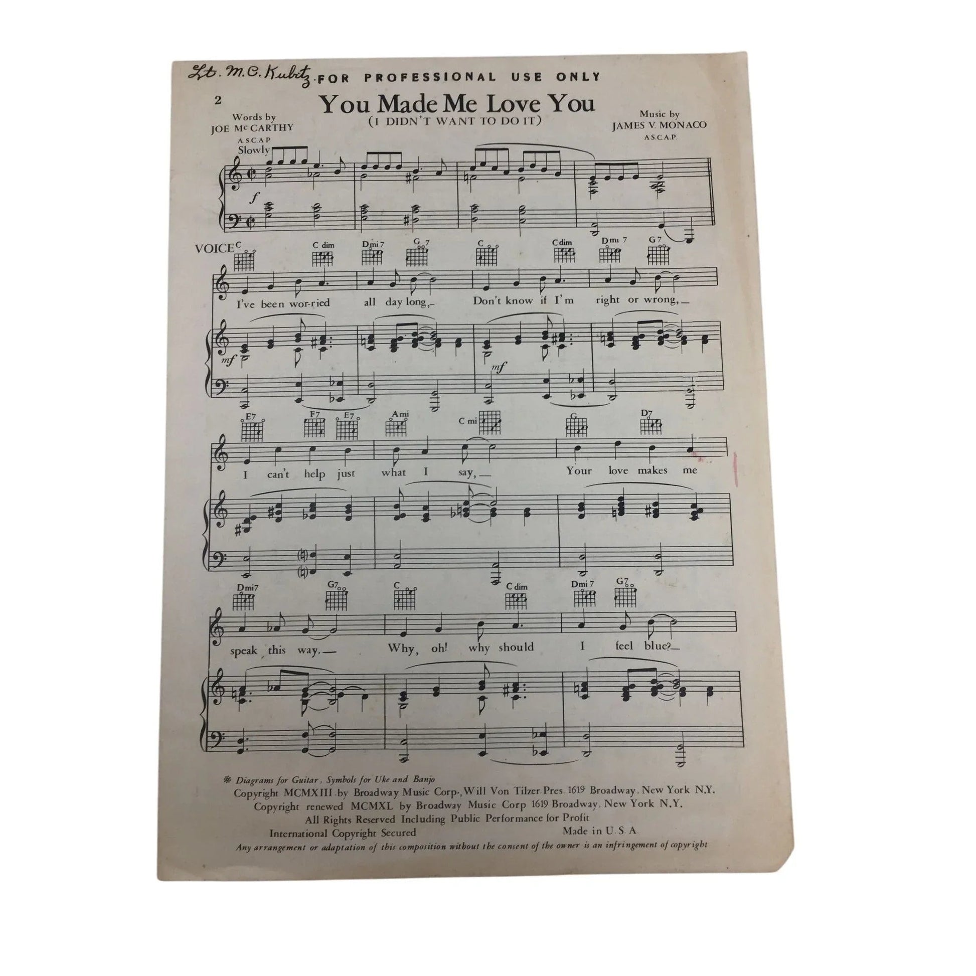 ''You Made Me Love You (I Didn't Want To Do It)'' Sheet Music - A+ Stuff - SHEET MUSIC - A+ Stuff