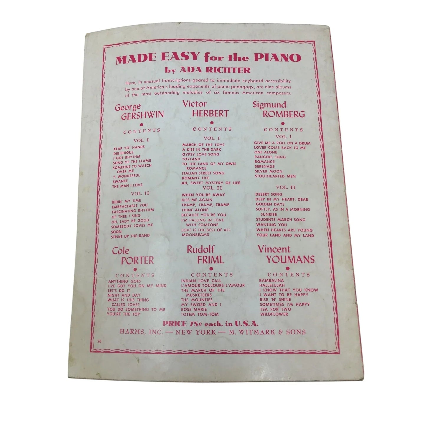 ''YOUMANS MADE EASY FOR THE PIANO'' by Ada Richter - A+ Stuff - SHEET MUSIC - A+ Stuff