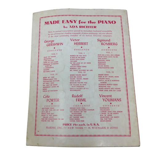 ''YOUMANS MADE EASY FOR THE PIANO'' by Ada Richter - A+ Stuff - SHEET MUSIC - A+ Stuff