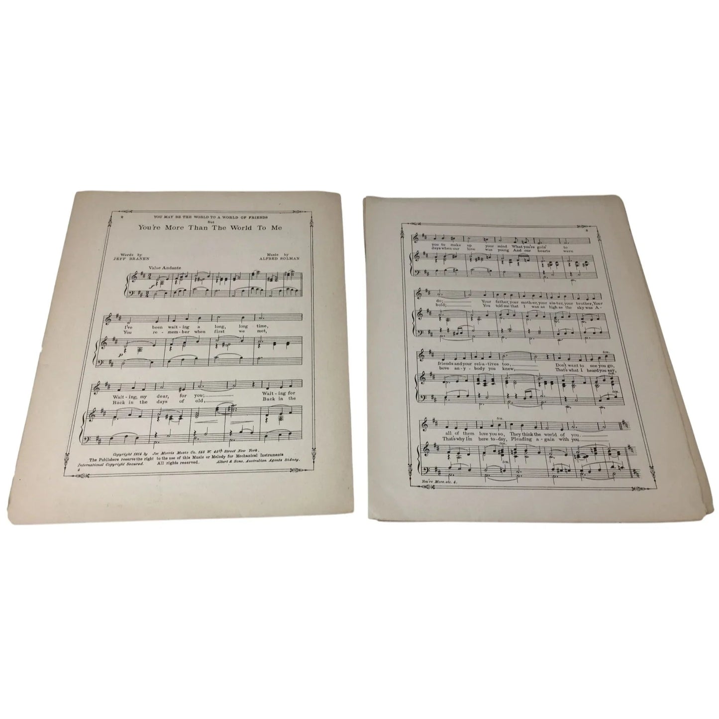 ''You're More Than The World To Me'' Vintage Sheet Music - A+ Stuff - SHEET MUSIC - A+ Stuff