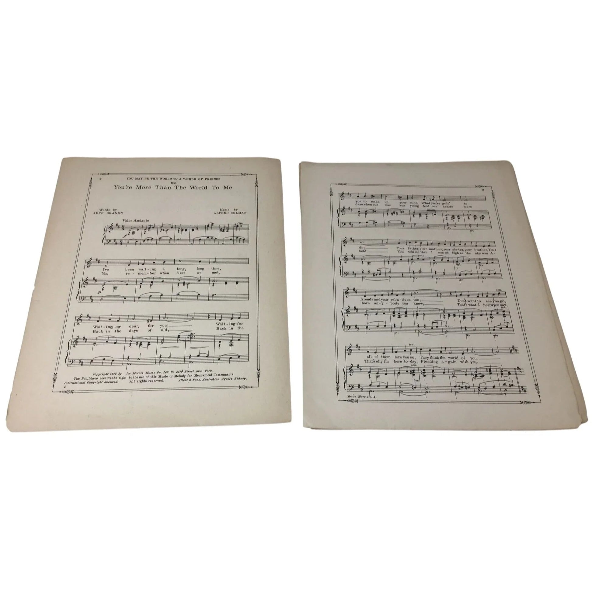 ''You're More Than The World To Me'' Vintage Sheet Music - A+ Stuff - SHEET MUSIC - A+ Stuff
