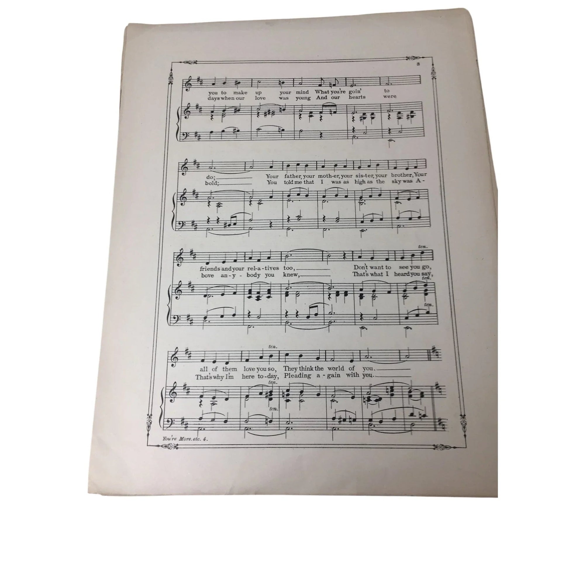 ''You're More Than The World To Me'' Vintage Sheet Music - A+ Stuff - SHEET MUSIC - A+ Stuff