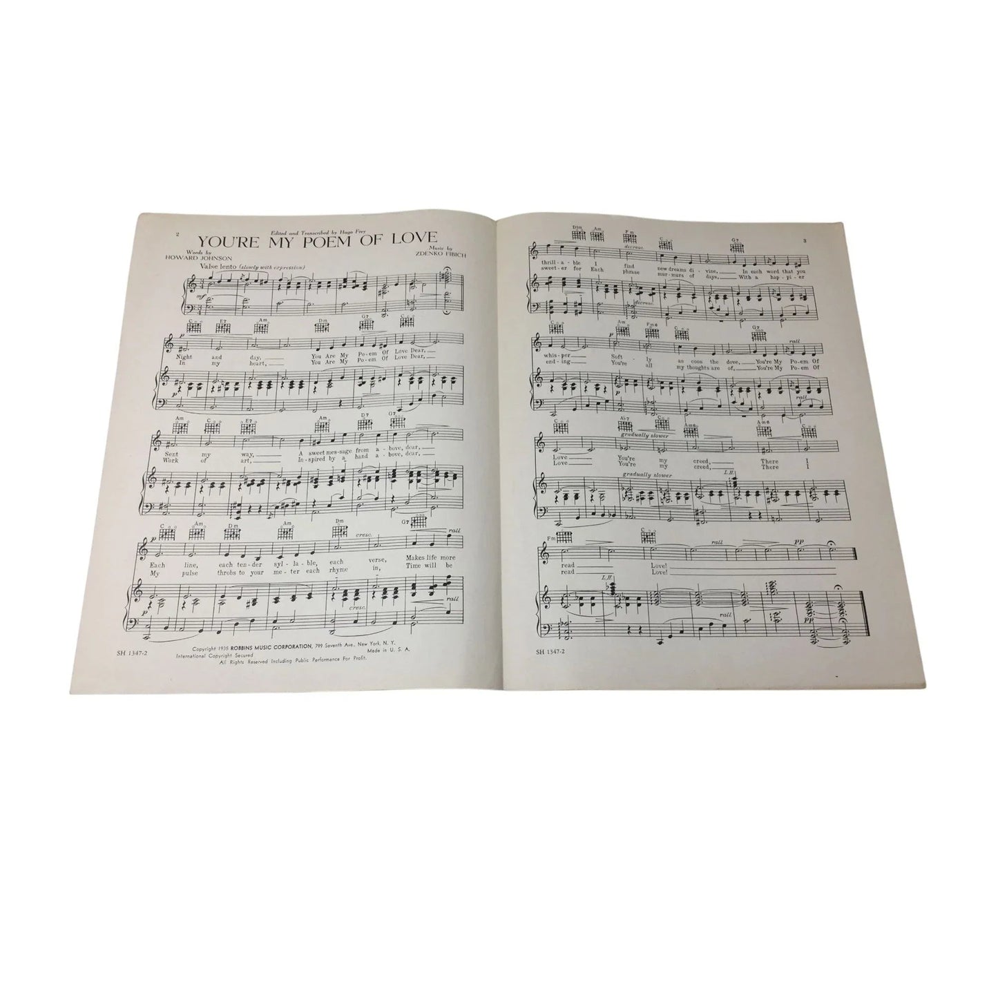 ''You're My Poem of Love'' by Howard Johnson and Zdenko Fibich - A+ Stuff - SHEET MUSIC - A+ Stuff