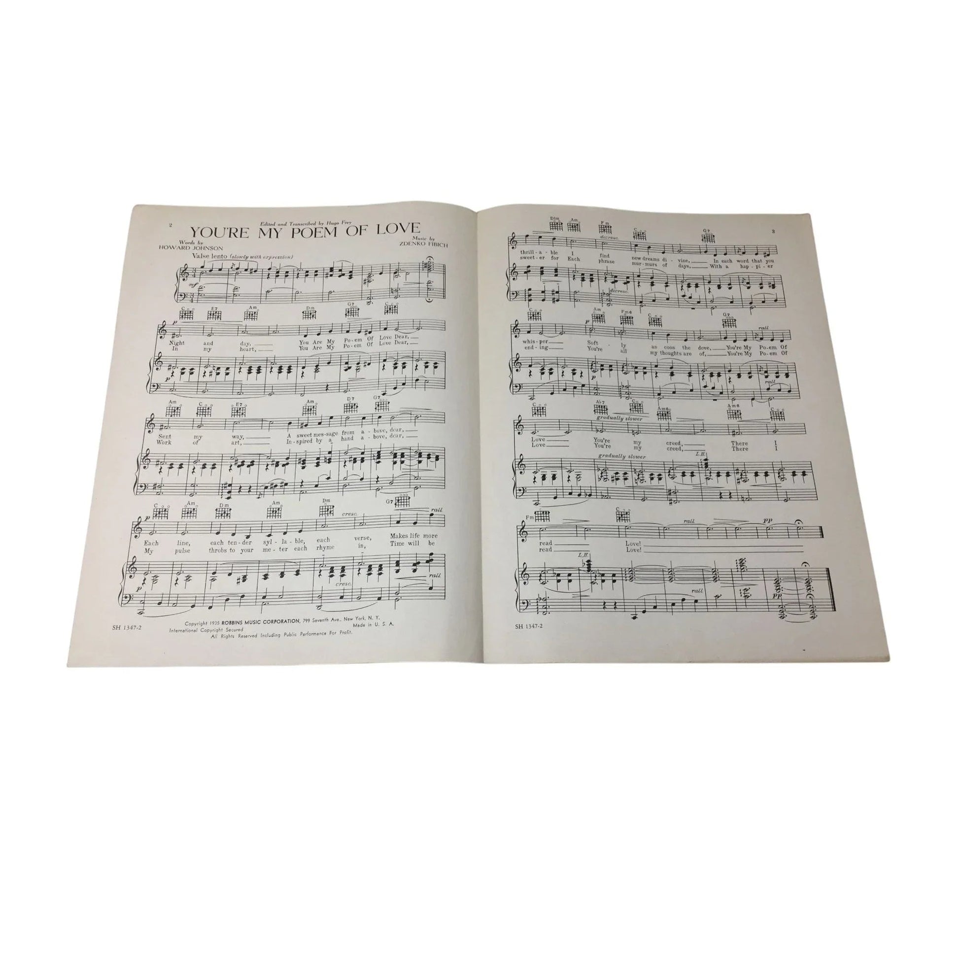 ''You're My Poem of Love'' by Howard Johnson and Zdenko Fibich - A+ Stuff - SHEET MUSIC - A+ Stuff