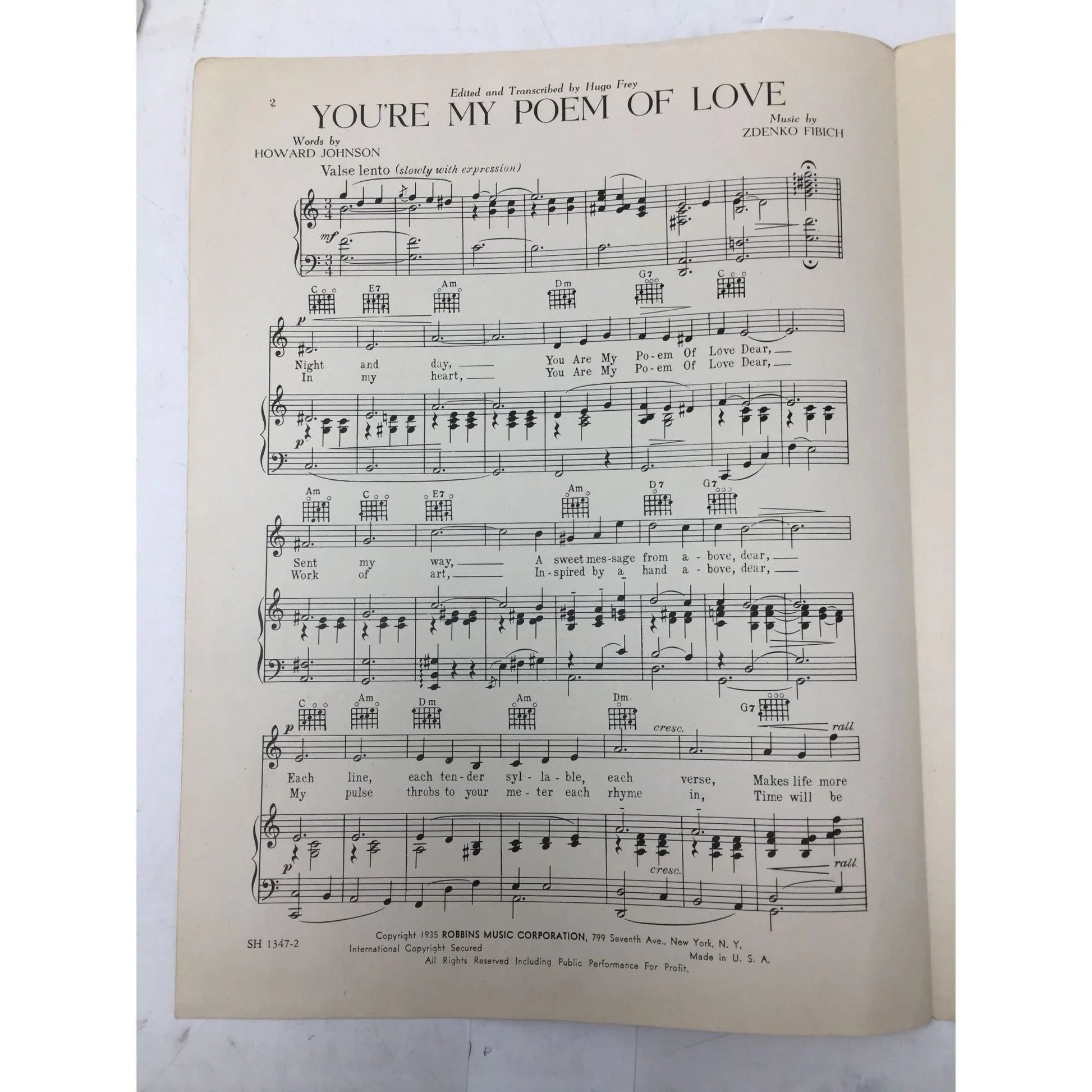 ''You're My Poem of Love'' by Howard Johnson and Zdenko Fibich - A+ Stuff - SHEET MUSIC - A+ Stuff