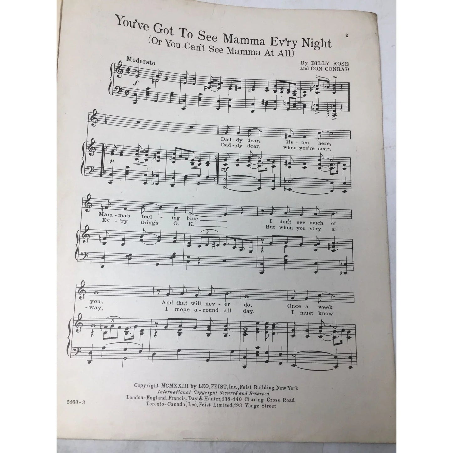 ''You've Got To See Mama Every Night (Or You Can't See Mama At All)'' Sheet music book - A+ Stuff - SHEET MUSIC - A+ Stuff