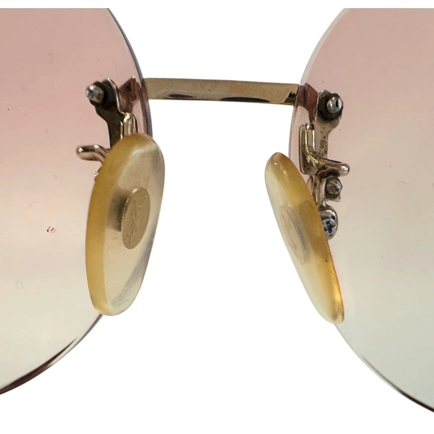 YSL - Yves Saint Laurent Amber / Rose Colored Rimless Sunglasses with Case - YSL, Yves Saint Laurent - Sunglasses - A+ Stuff