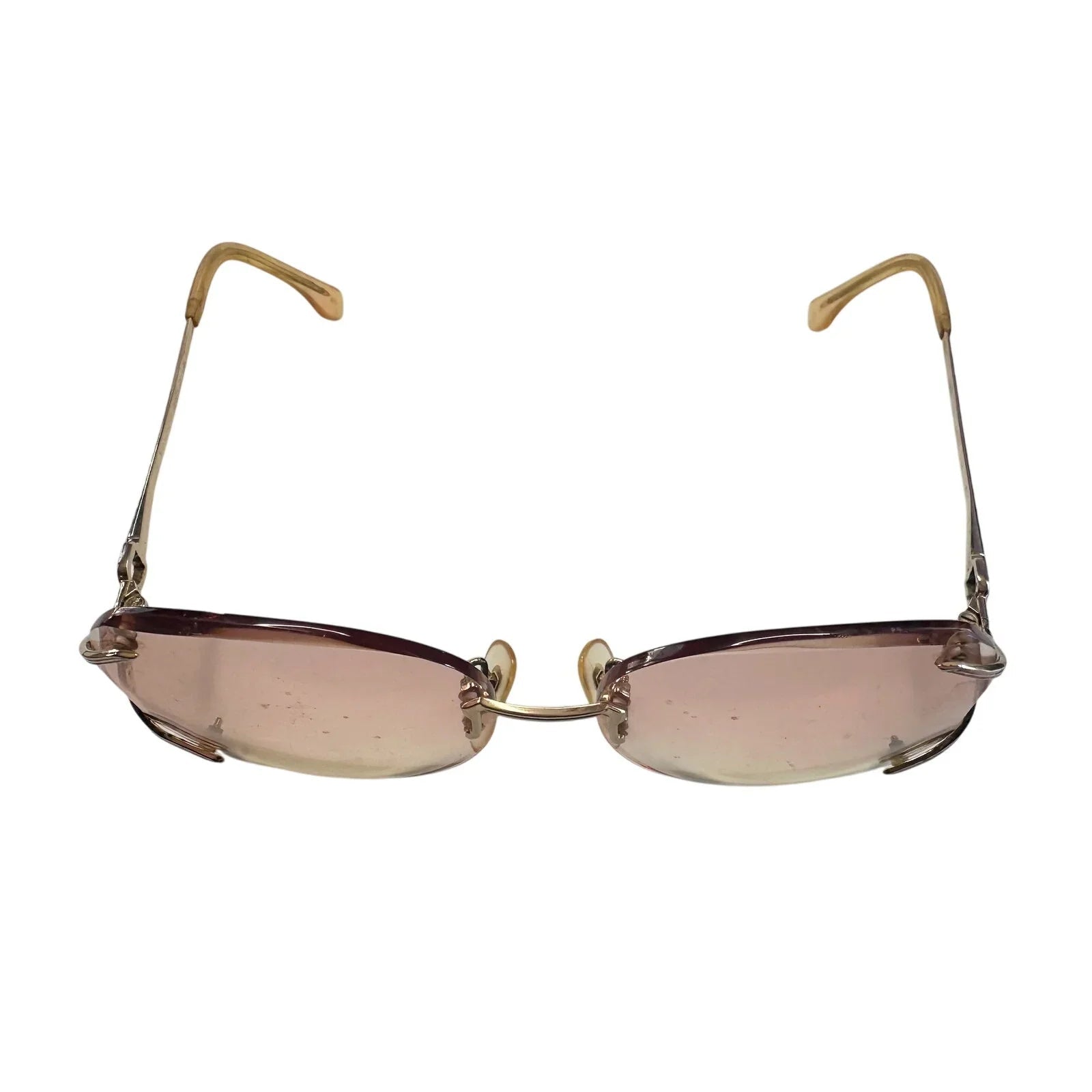 YSL - Yves Saint Laurent Amber / Rose Colored Rimless Sunglasses with Case - YSL, Yves Saint Laurent - Sunglasses - A+ Stuff