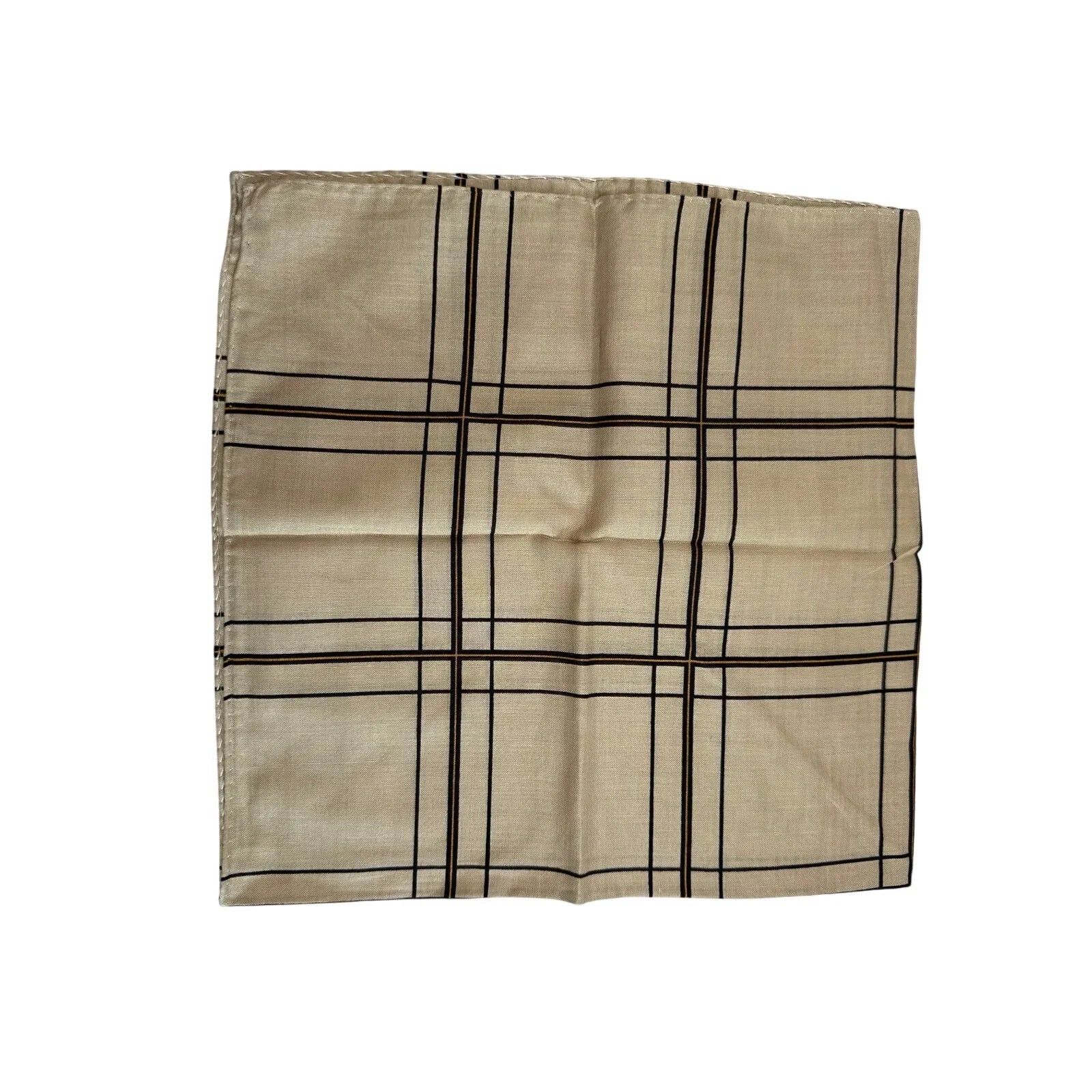 YSL Yves Saint Laurent Pocket Square Handkerchief / Scarf - Beige Plaid - YSL, Yves Saint Laurent - Handkerchief - A+ Stuff