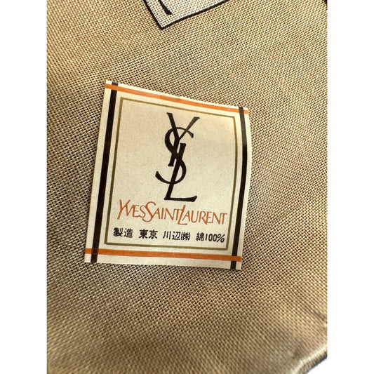 YSL Yves Saint Laurent Pocket Square Handkerchief / Scarf - Beige Plaid - YSL, Yves Saint Laurent - Handkerchief - A+ Stuff
