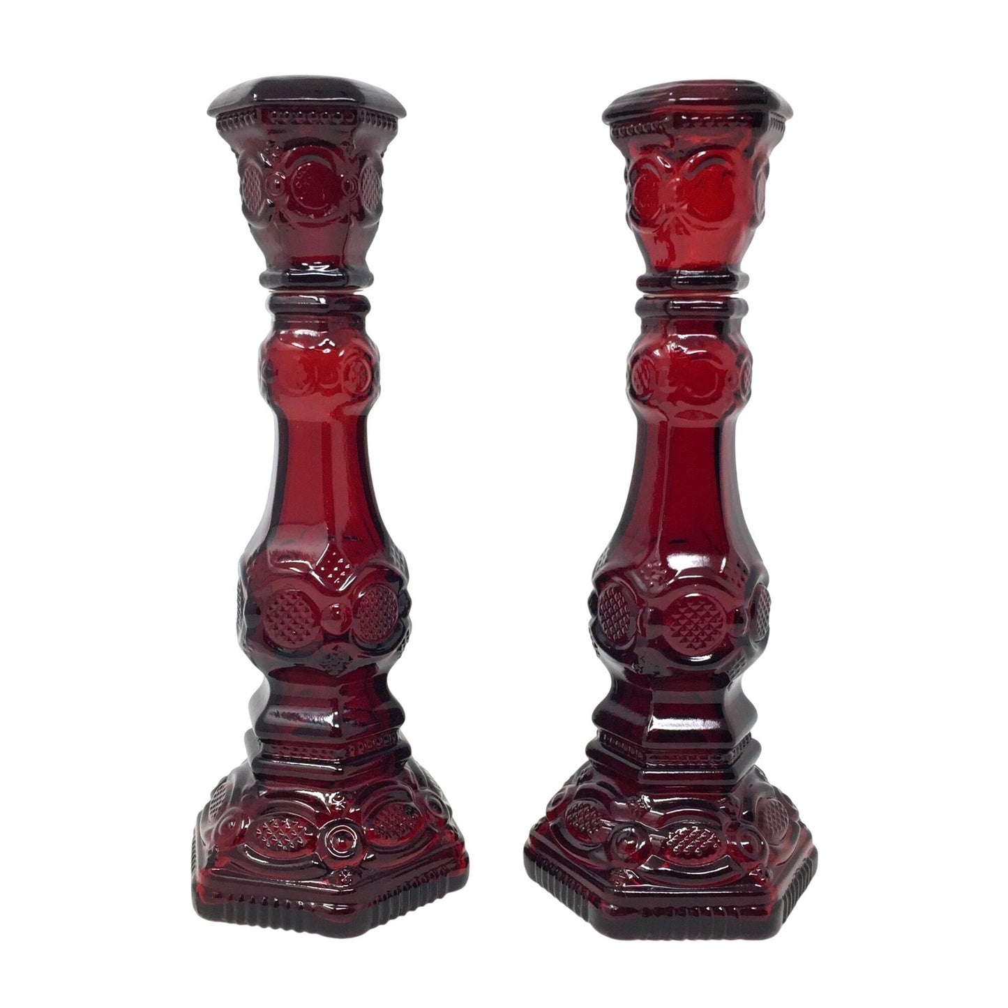 Vintage Avon 1876 Cape Cod Collection Ruby Red Glass Candlestick (Patchwork Cologne Bottle) Avon  A+ Stuff Candle Holders