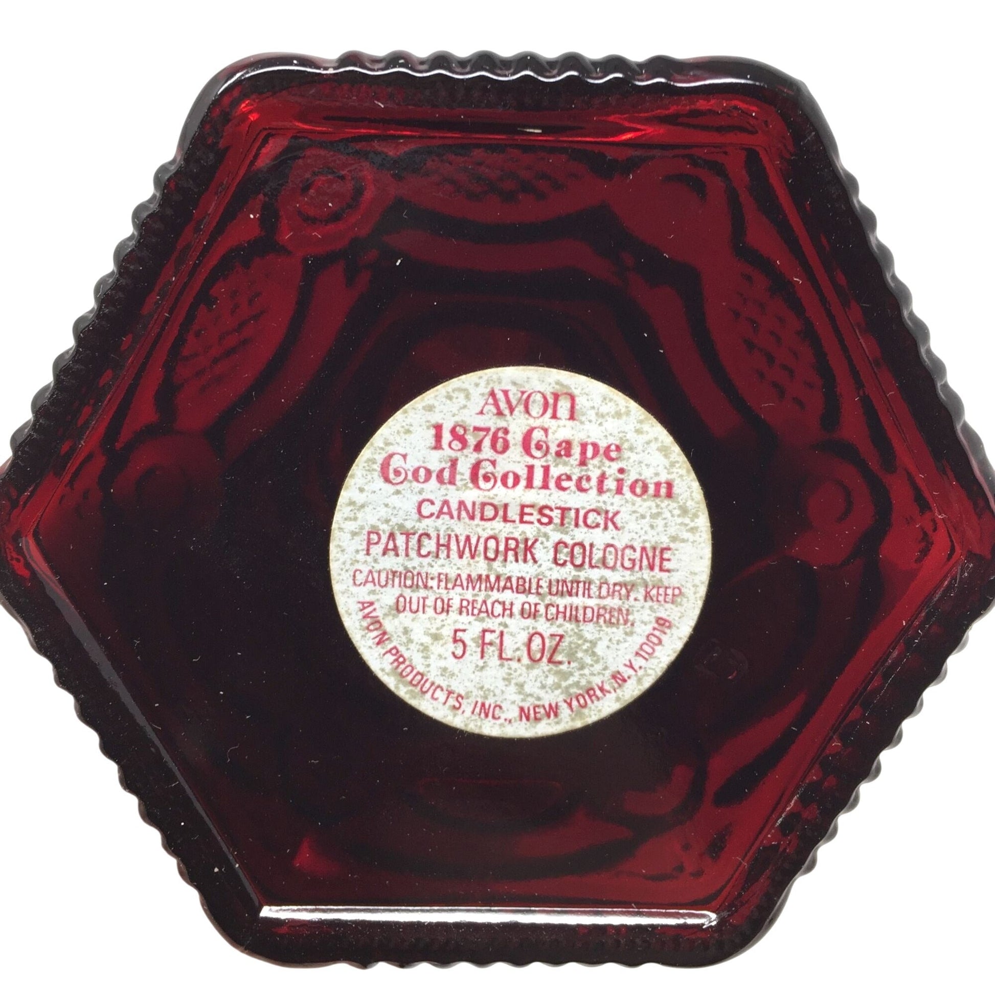 Vintage Avon 1876 Cape Cod Collection Ruby Red Glass Candlestick (Patchwork Cologne Bottle) Avon  A+ Stuff Candle Holders