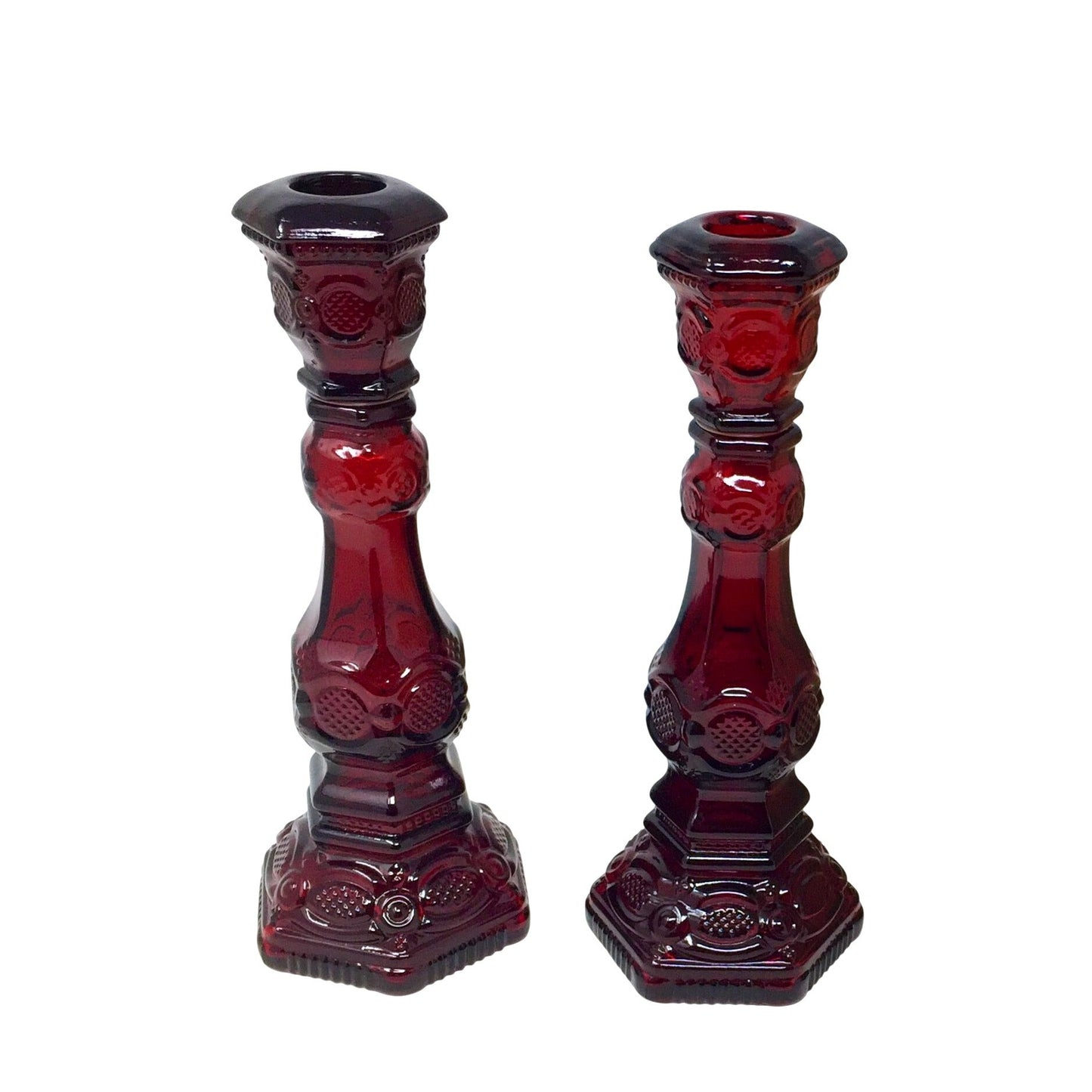 Vintage Avon 1876 Cape Cod Collection Ruby Red Glass Candlestick (Patchwork Cologne Bottle) Avon  A+ Stuff Candle Holders