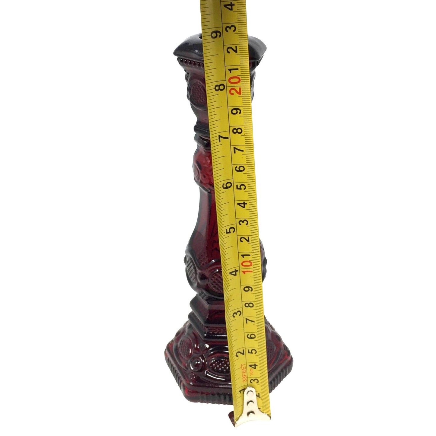 Vintage Avon 1876 Cape Cod Collection Ruby Red Glass Candlestick (Patchwork Cologne Bottle) Avon  A+ Stuff Candle Holders