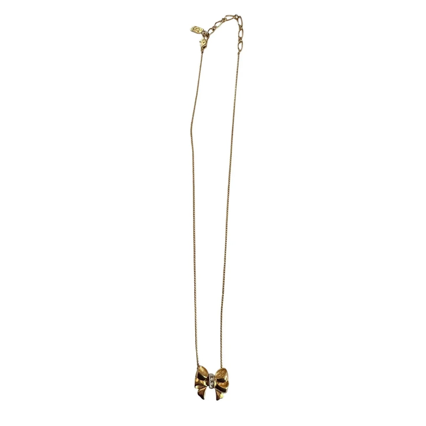 Yves Saint Laurent Gold and Rhinestone Bow Necklace - Yves Saint Laurent - Necklace with Pendant - A+ Stuff