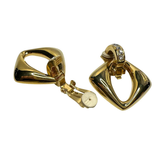 Yves Saint Laurent (YSL) Gold - Plated Earrings w Rhinestones - Yves Saint Laurent - Earrings - A+ Stuff