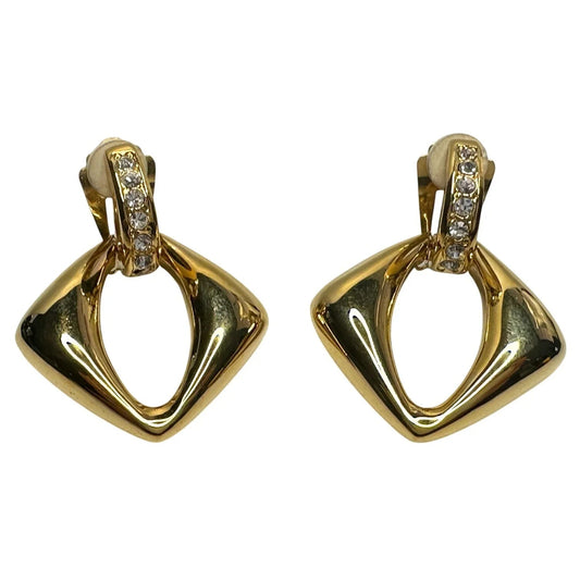 Yves Saint Laurent (YSL) Gold - Plated Earrings w Rhinestones - Yves Saint Laurent - Earrings - A+ Stuff