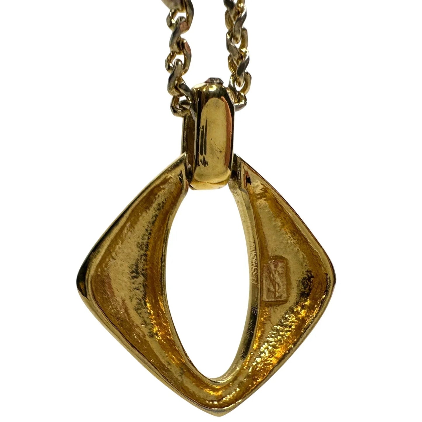 Yves Saint Laurent (YSL) Gold - Plated Necklace w Rhinestones - 20" - Yves Saint Laurent - Necklace with Pendant - A+ Stuff