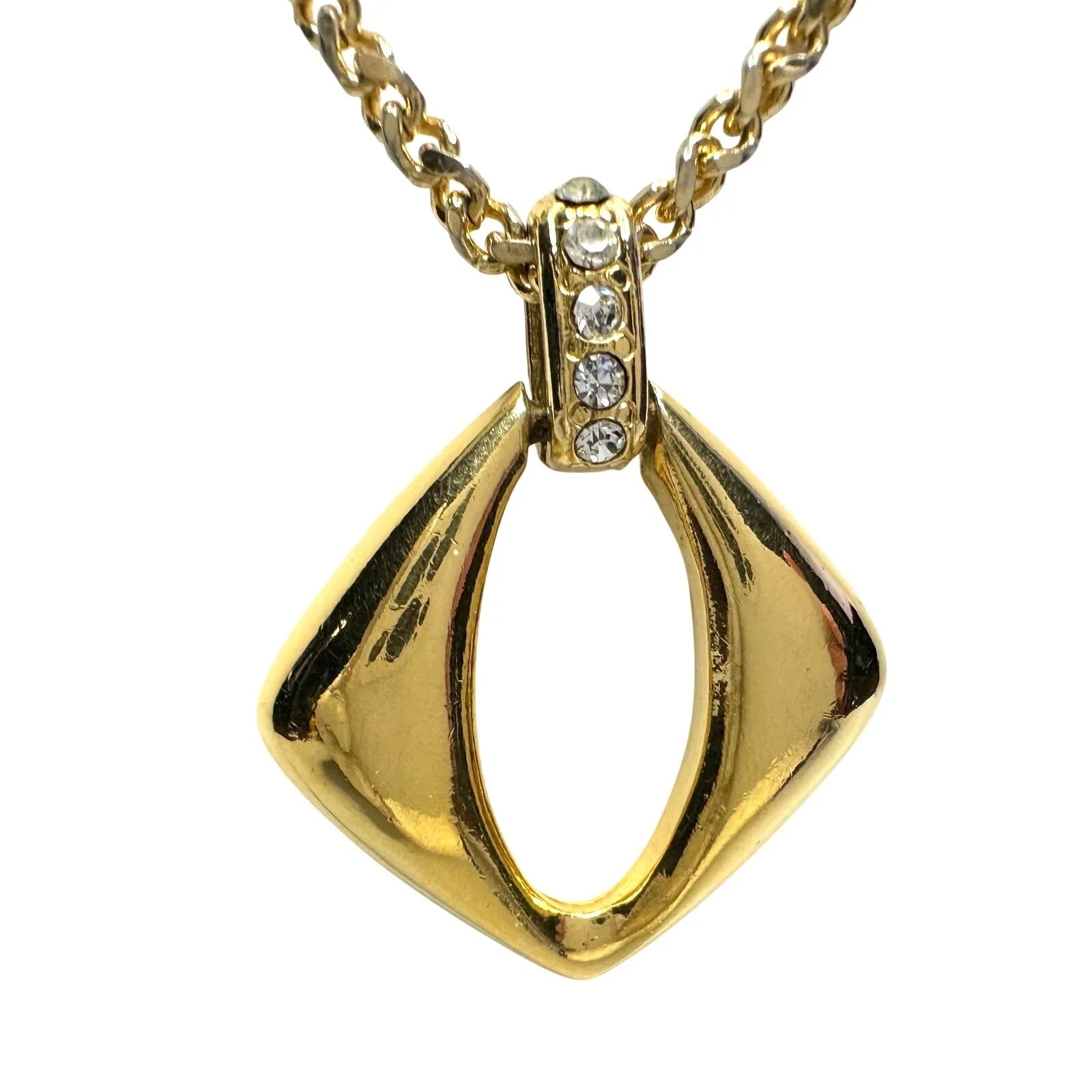 Yves Saint Laurent (YSL) Gold - Plated Necklace w Rhinestones - 20" - Yves Saint Laurent - Necklace with Pendant - A+ Stuff