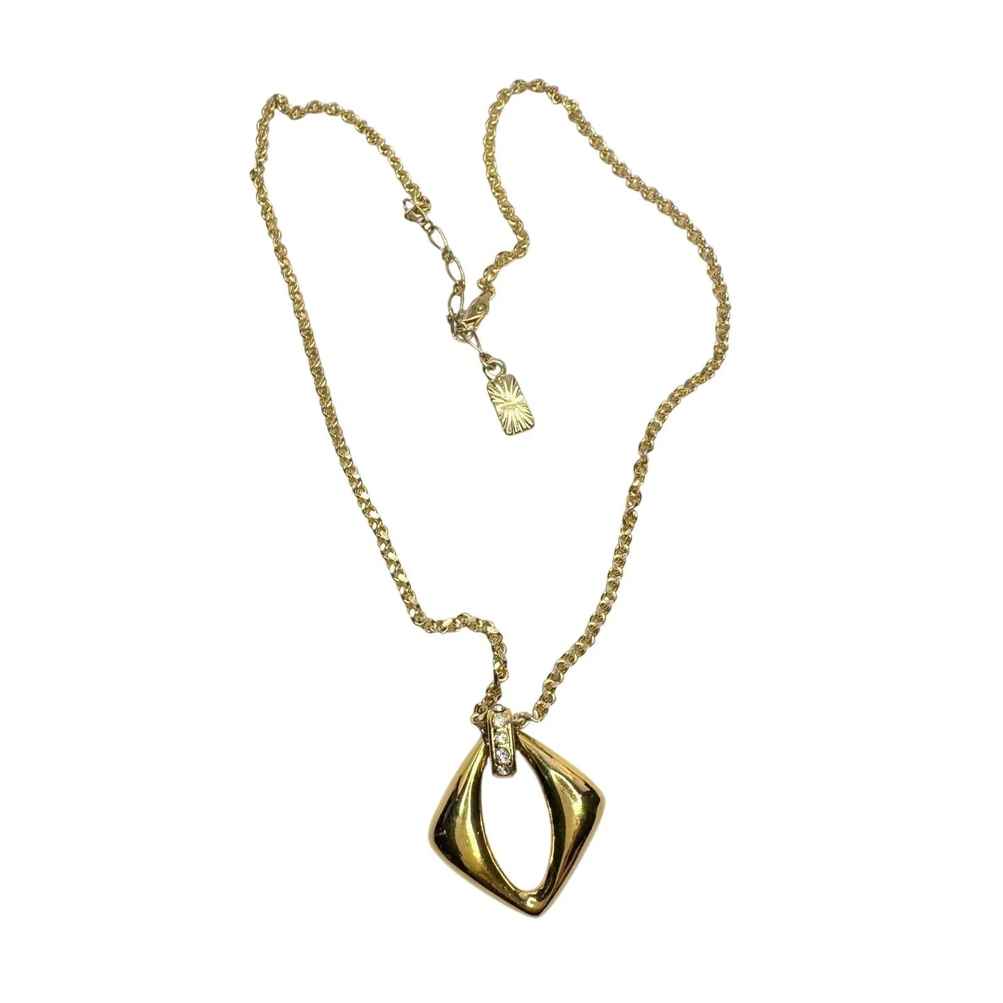 Yves Saint Laurent (YSL) Gold - Plated Necklace w Rhinestones - 20" - Yves Saint Laurent - Necklace with Pendant - A+ Stuff