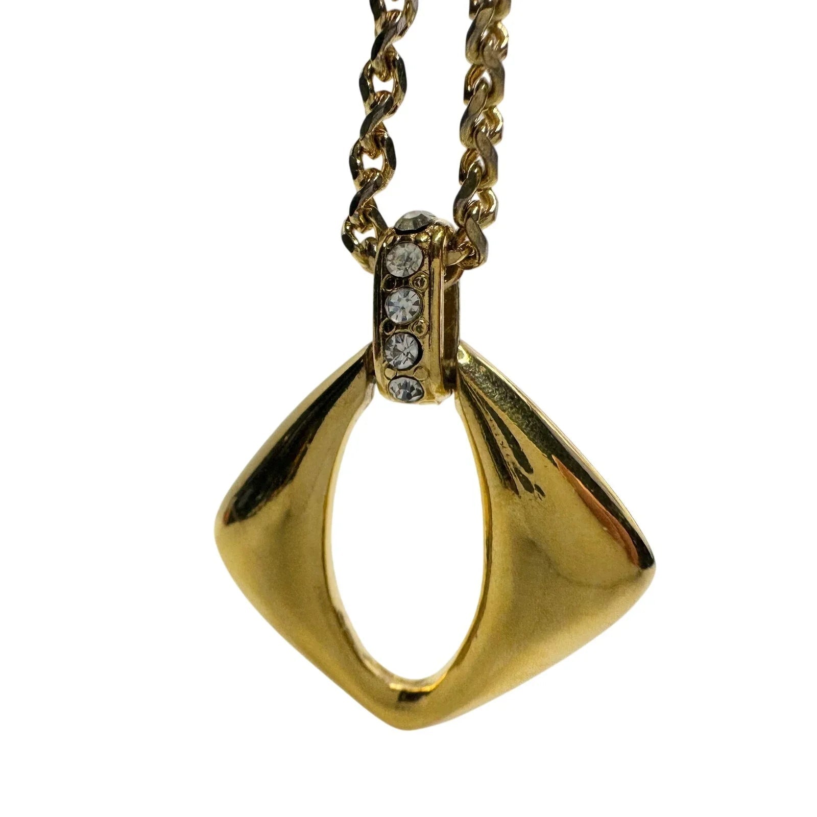 Yves Saint Laurent (YSL) Gold - Plated Necklace w Rhinestones - 20" - Yves Saint Laurent - Necklace with Pendant - A+ Stuff