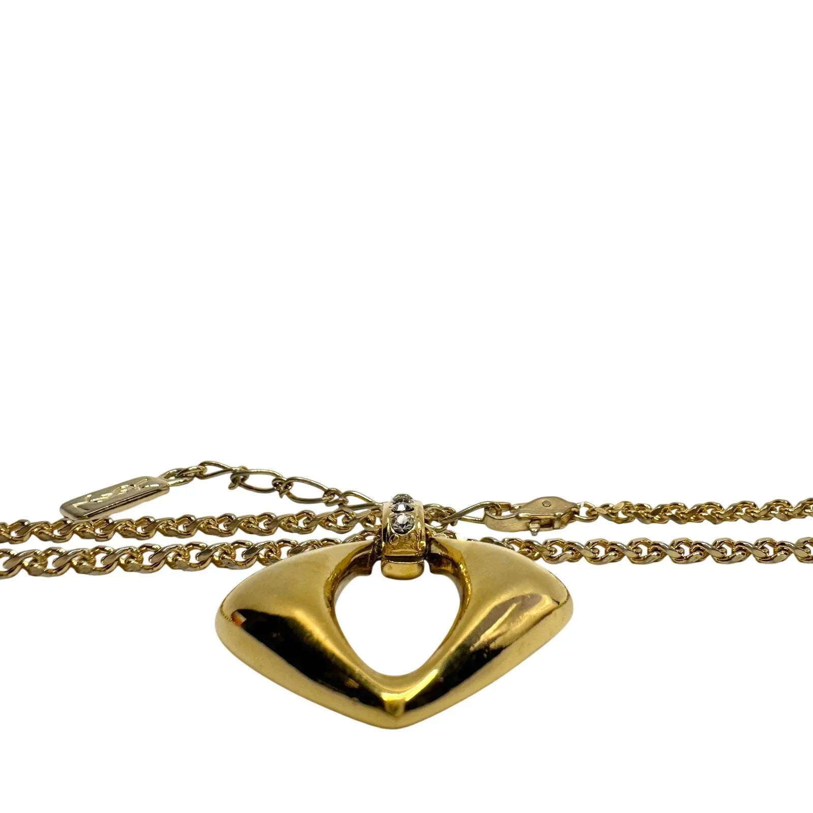 Yves Saint Laurent (YSL) Gold - Plated Necklace w Rhinestones - 20" - Yves Saint Laurent - Necklace with Pendant - A+ Stuff
