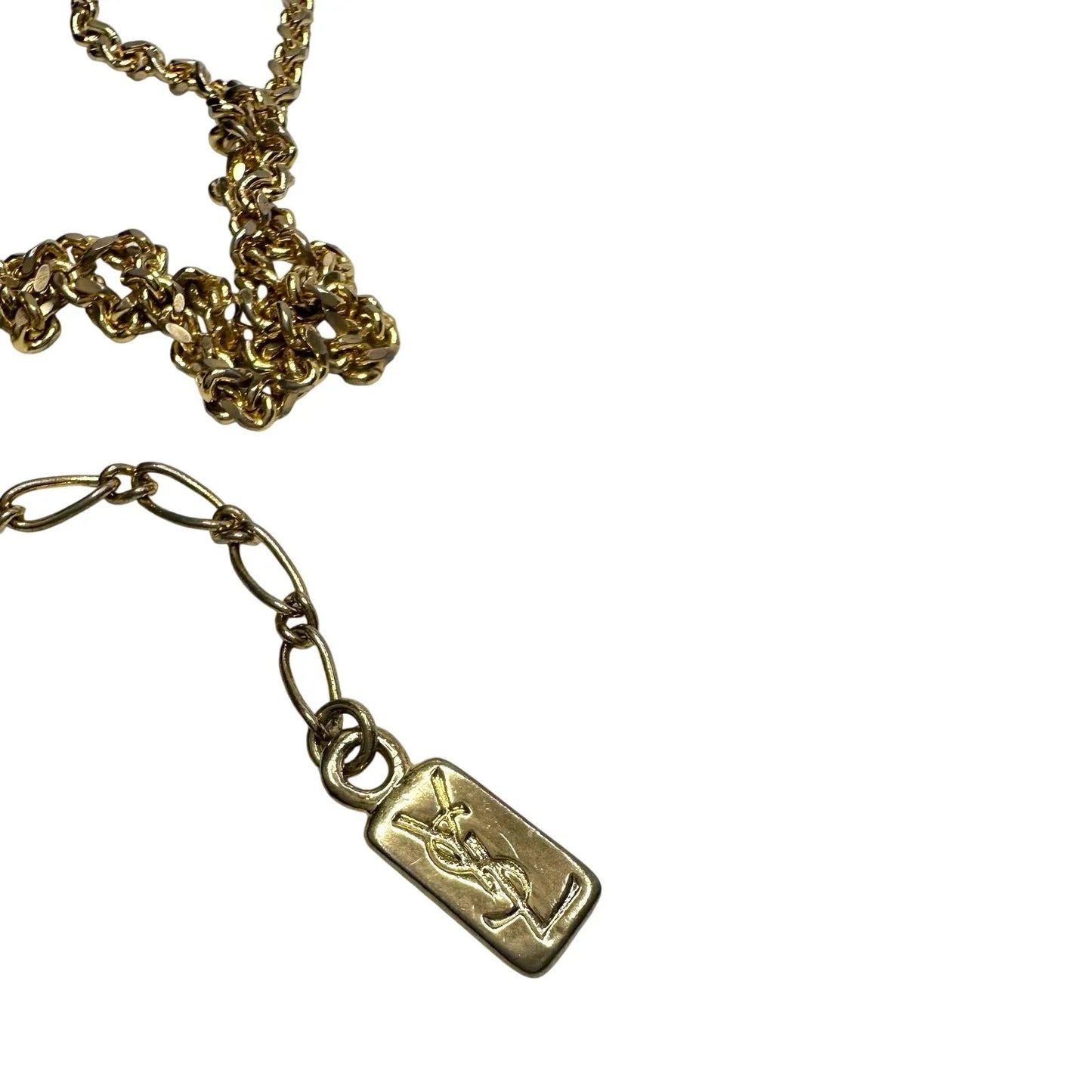 Yves Saint Laurent (YSL) Gold - Plated Necklace w Rhinestones - 20" - Yves Saint Laurent - Necklace with Pendant - A+ Stuff