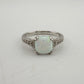 Beautiful 1.30 Carat Cushion Cut Lab Created White Opal Ring Size 7