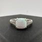 Beautiful 1.30 Carat Cushion Cut Lab Created White Opal Ring Size 7