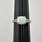 Beautiful 1.30 Carat Cushion Cut Lab Created White Opal Ring Size 7