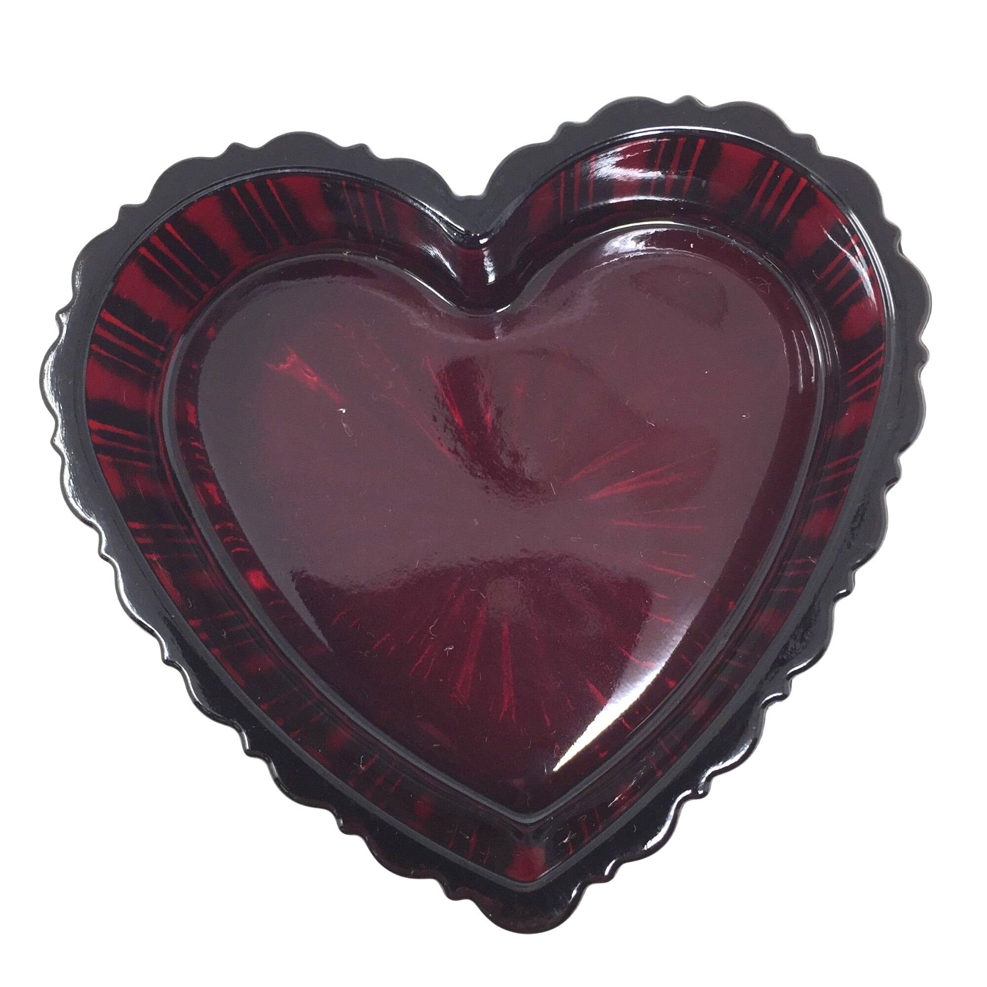 Vintage Avon 1876 Cape Cod Collection Ruby Red Glass Heart-Shaped Trinket Box Avon  A+ Stuff vintage collectible