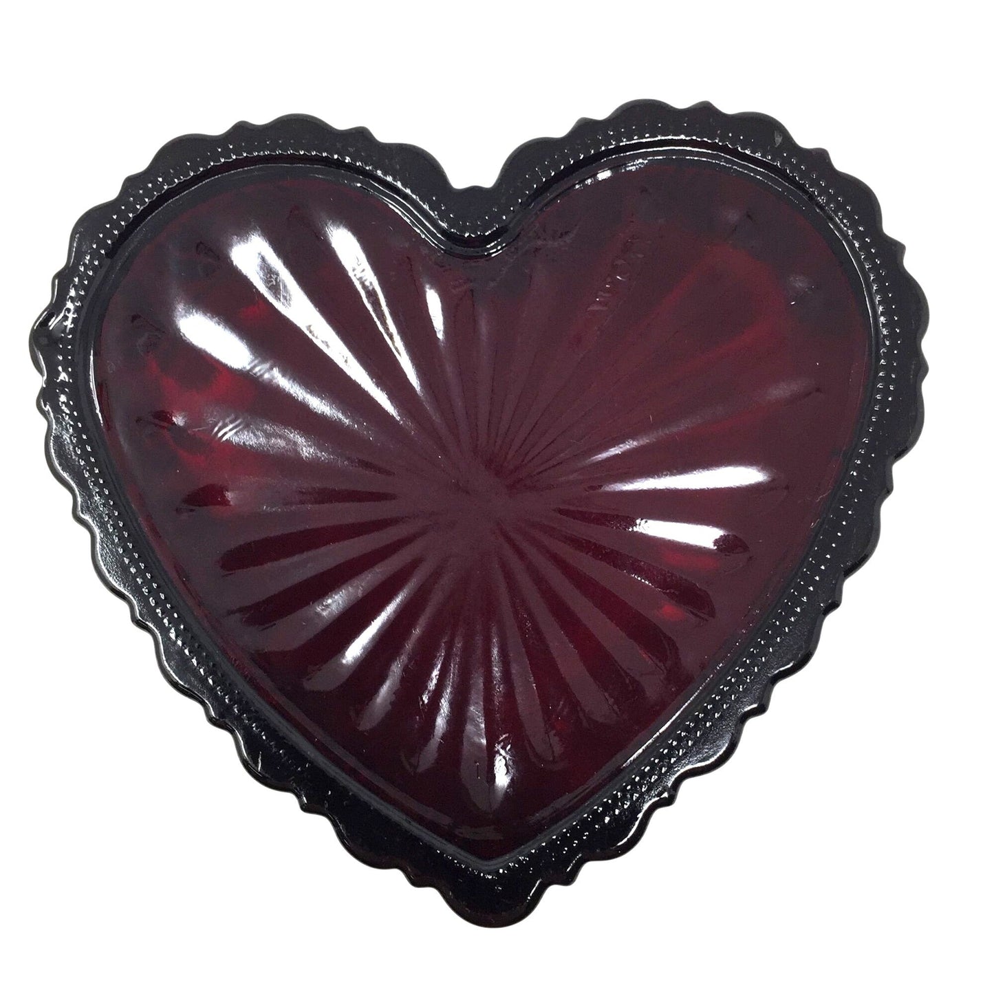 Vintage Avon 1876 Cape Cod Collection Ruby Red Glass Heart-Shaped Trinket Box Avon  A+ Stuff vintage collectible