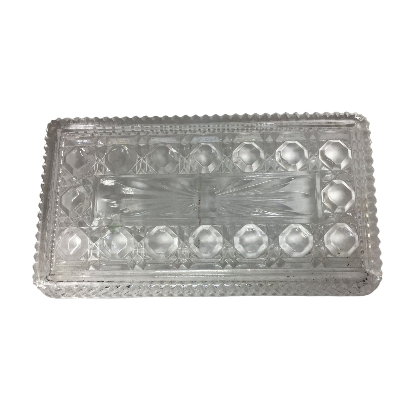 Vintage Clear Glass Serving Dish/Relish Dish- about 8.5'' by 4.5''