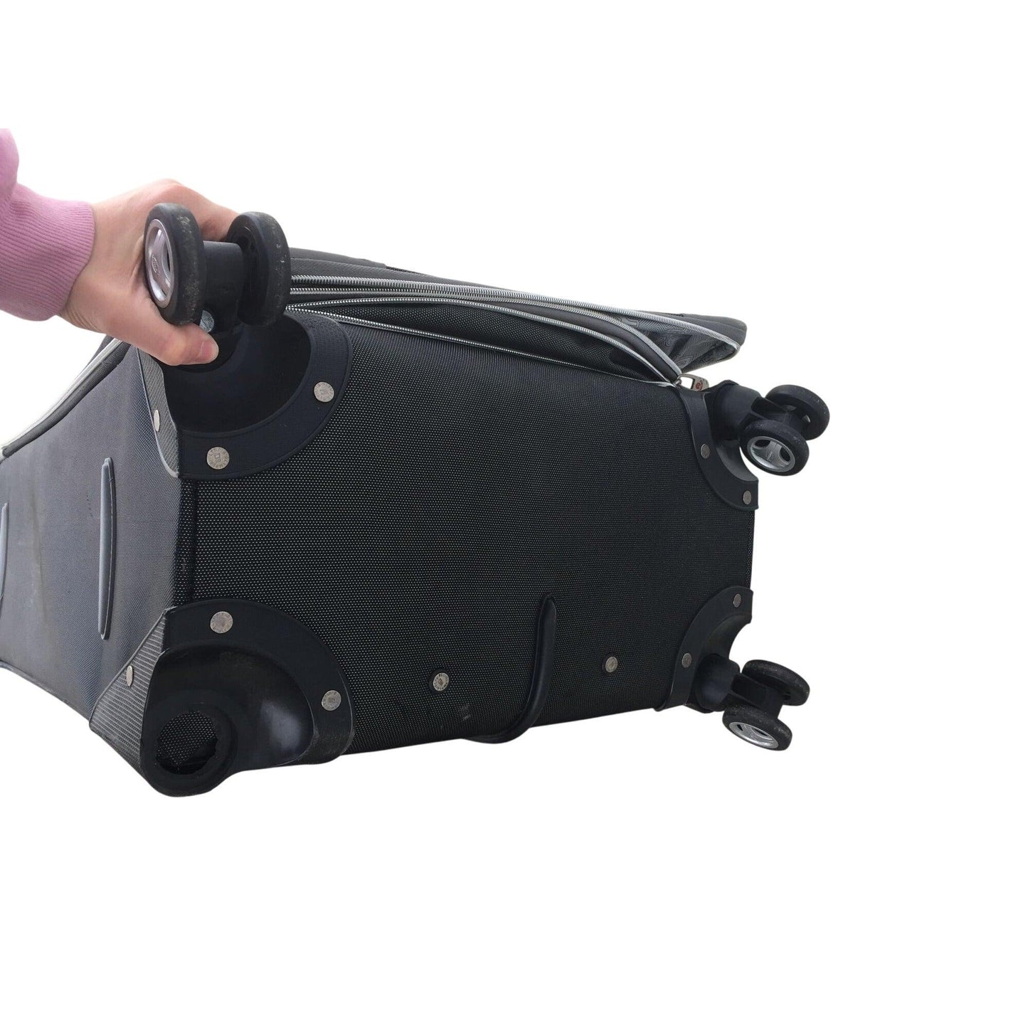 Zippered Olympia Black and Grey Suitcase (missing a wheel) - Olympia - Luggage & Bags - A+ Stuff