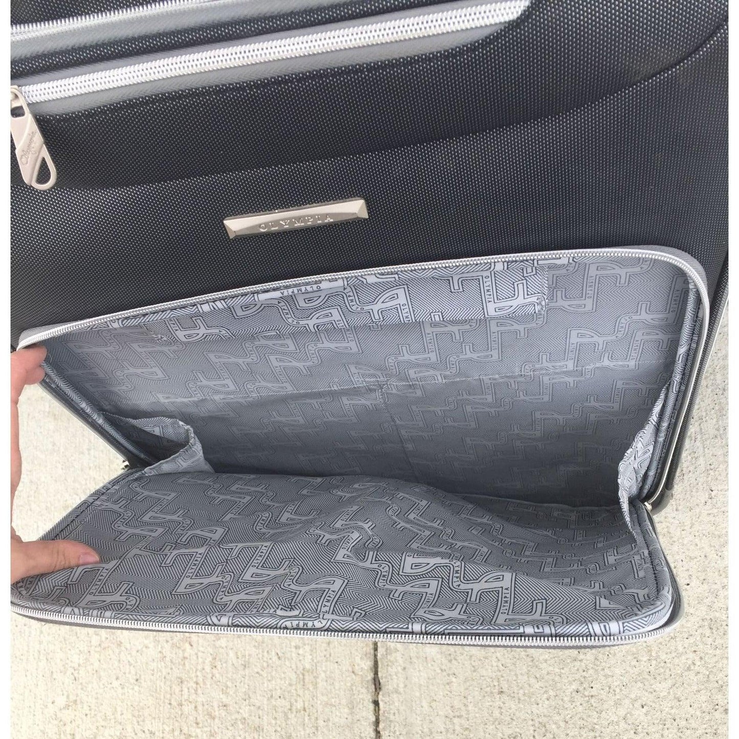 Zippered Olympia Black and Grey Suitcase (missing a wheel) - Olympia - Luggage & Bags - A+ Stuff