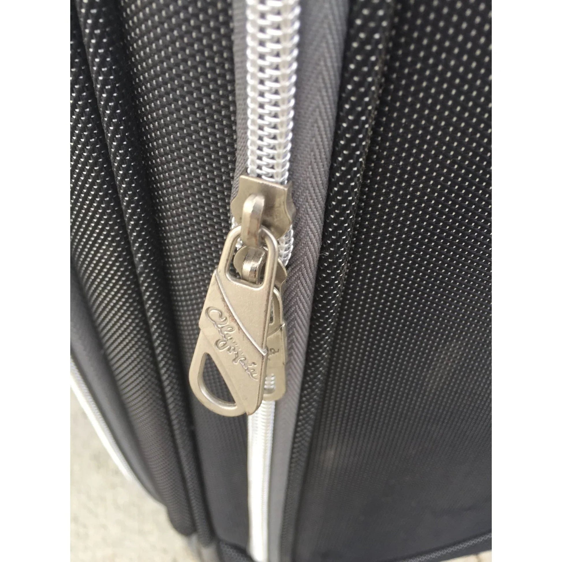 Zippered Olympia Black and Grey Suitcase (missing a wheel) - Olympia - Luggage & Bags - A+ Stuff