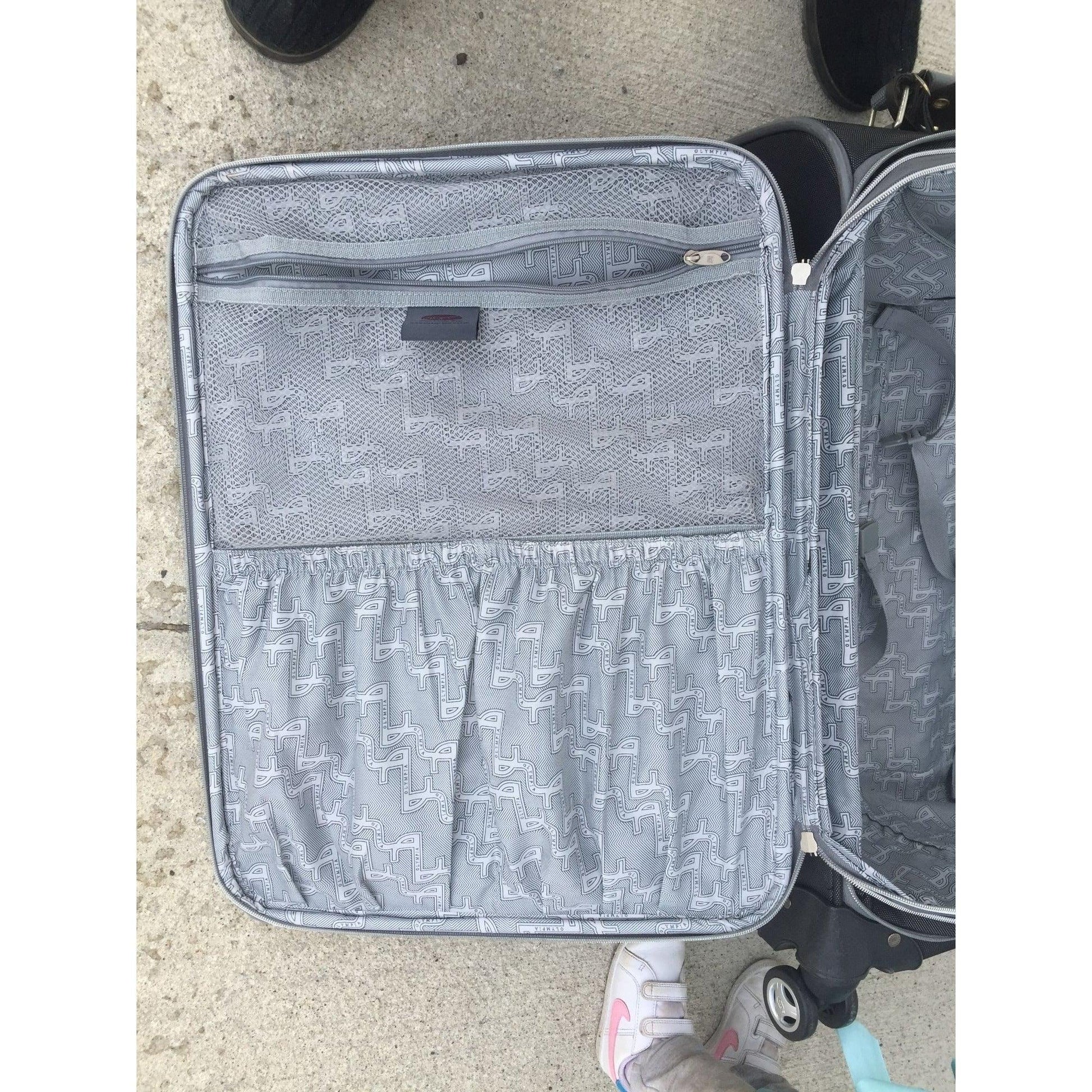 Zippered Olympia Black and Grey Suitcase (missing a wheel) - Olympia - Luggage & Bags - A+ Stuff