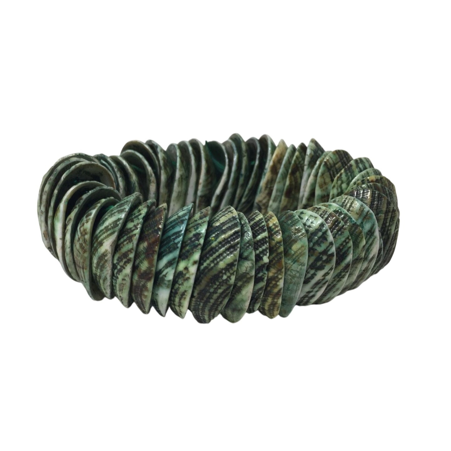 Women's Green Shell Stretchy Statement Bracelet