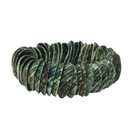 Women's Green Shell Stretchy Statement Bracelet