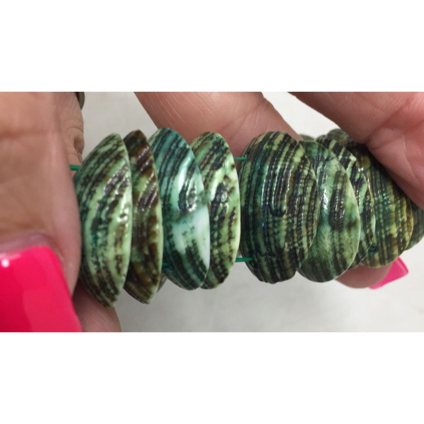 Women's Green Shell Stretchy Statement Bracelet