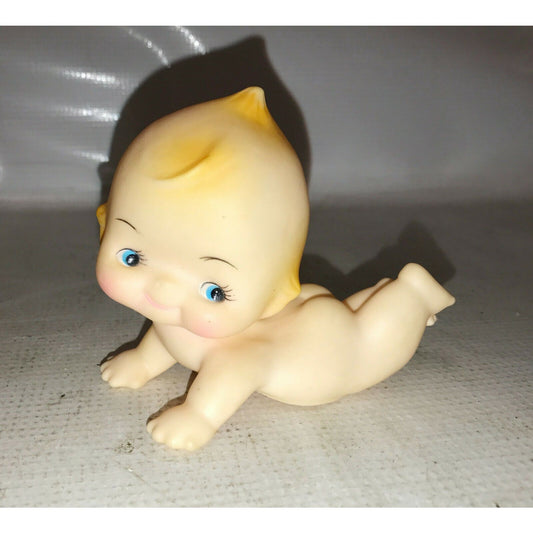 BARE BUTT Cute BABY Crawling w Sweet Face & BLUE EYES Squeaker