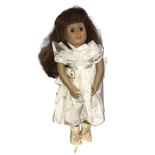 Battat MY GENERATION Doll - Long Dark Hair, Brown Eyes - White Lacy Dress & Dress Shoes