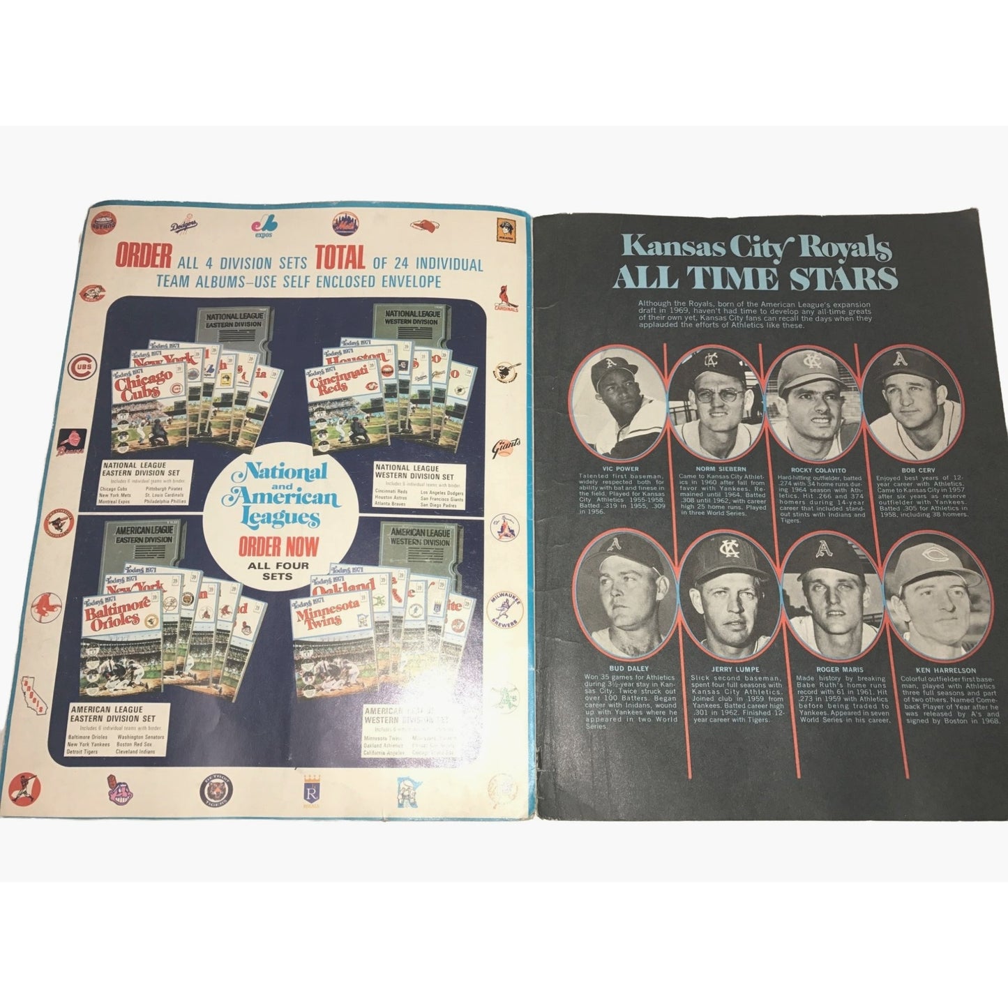 Today's 1971 Kansas City Royals Schedule - Vintage Sports Memorabilia - MLB