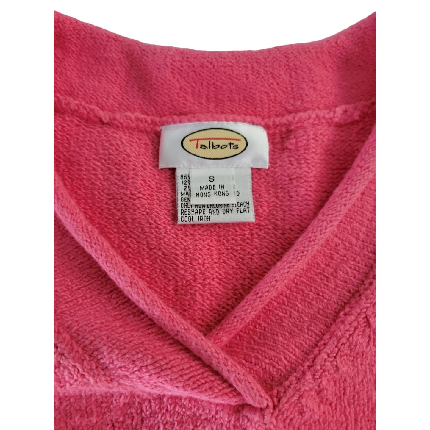 Talbots Dark Pink V Neck Long Sleeve Shirt - Sweatshirt like Material